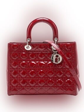 1️⃣9️⃣5️⃣0️⃣ Dior Patent Red Cannage Tote with Silver Hardware